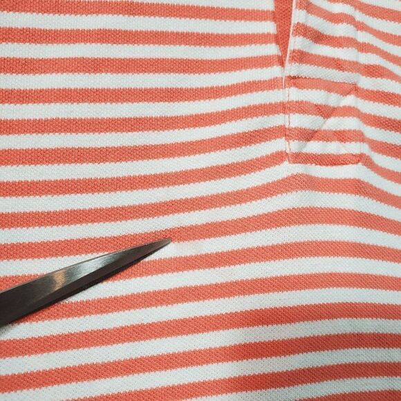 IZOD Shirt Men Large Pink Stripe Polo Performance Embroidered Logo High Low Slit - Picture 2 of 9